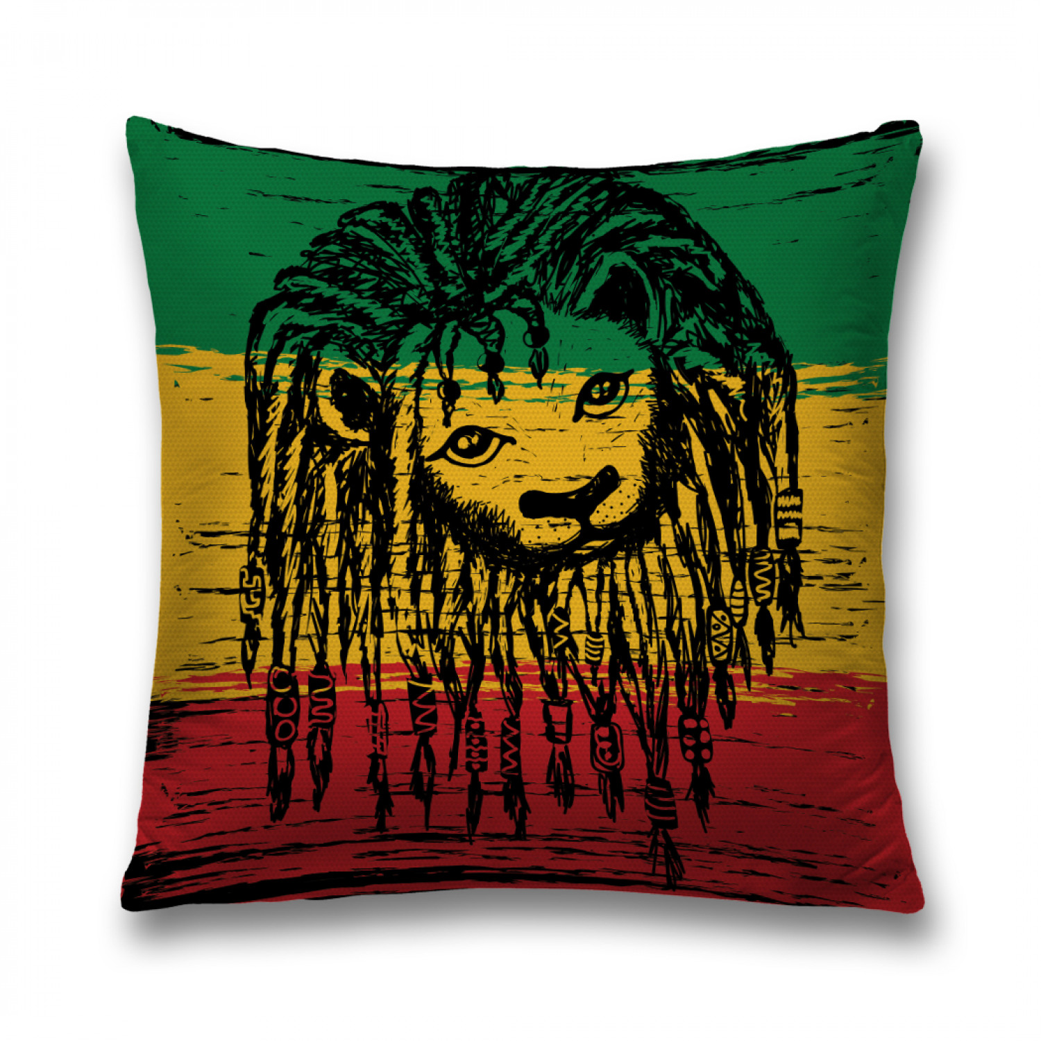 

Наволочка декоративная JoyArty "Лев и символика хиппи" на молнии, 45x45 см, Лев и символика хиппи