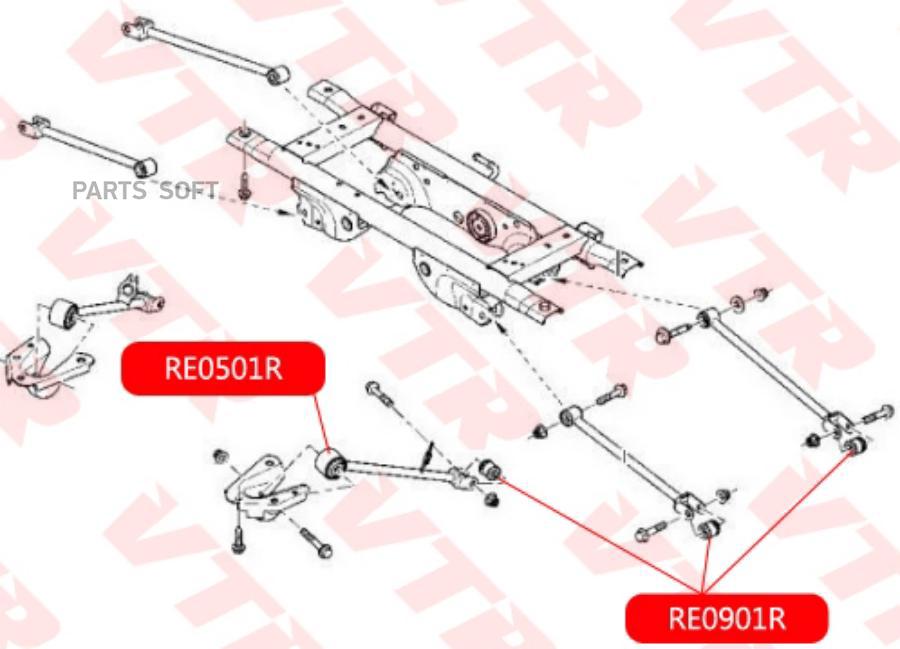 

VTR RE0501R Сайлентблок продольной тяги задней подвески