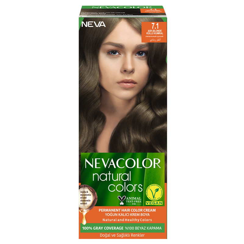 Крем-краска для волос Neva Natural Colors Стойкая 7.1 Пепельный русый