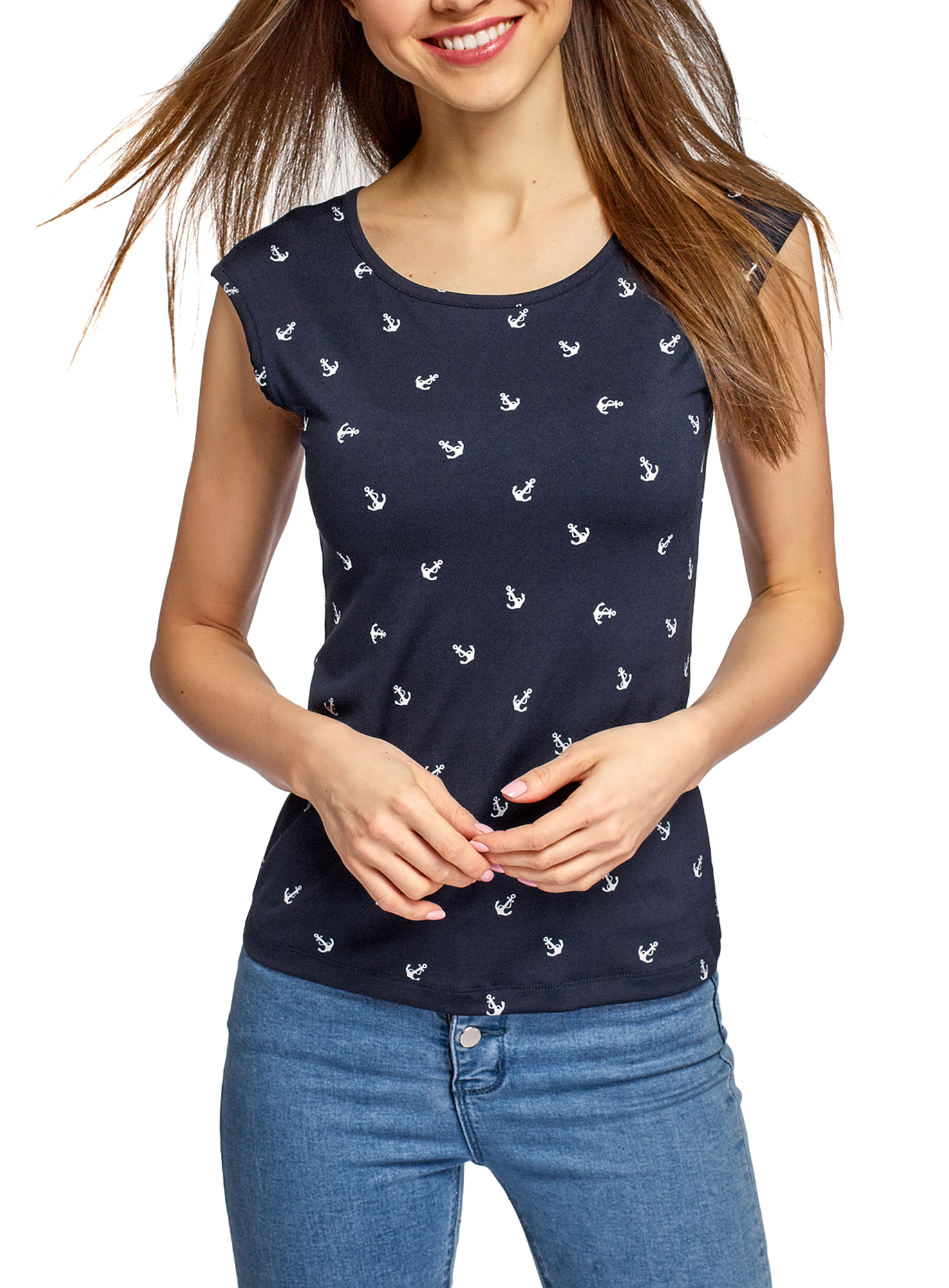 

Футболка женская oodji 14708021B синяя 2XL, 14708021B