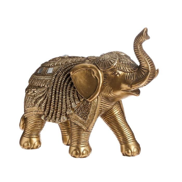 

Сувенир полистоун Бронзовый слон в попоне с кисточками и зеркалами 21х11х24 см