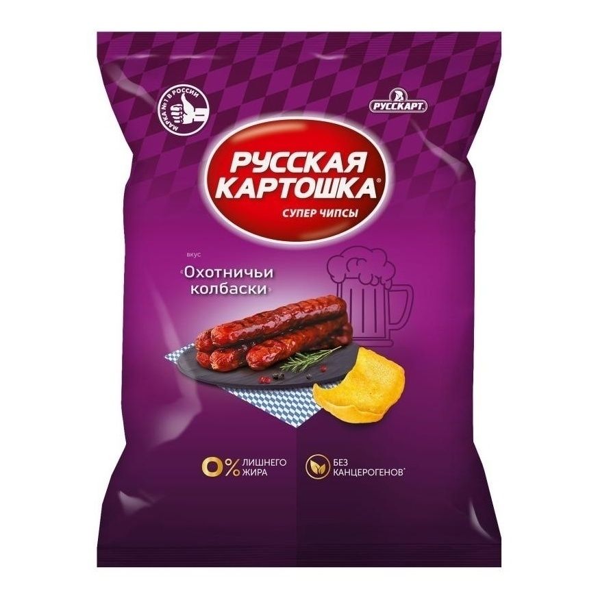 Чипсы картофельные Русская Картошка охотничьи колбаски 140 г 170₽