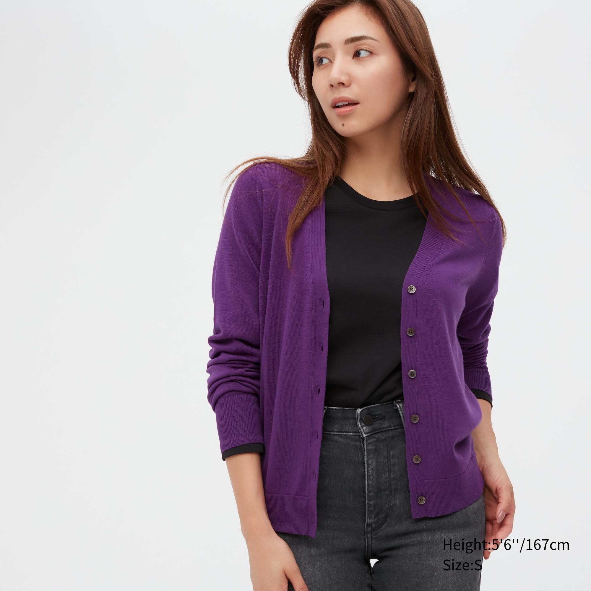 Кардиган женский UNIQLO 450512COL76 фиолетовый S (доставка из-за рубежа)