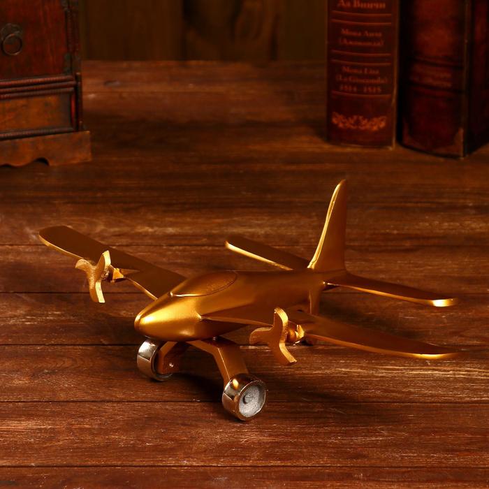фото Сувенир "самолёт" алюминий 43,8х25,4х14 см (золотое покрытие) nobrand