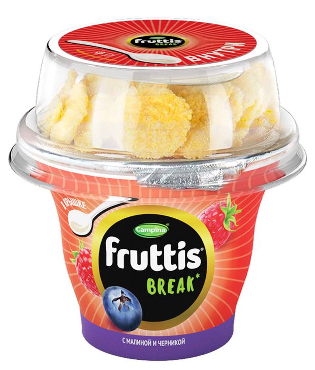 фото Продукт йогуртный fruttis вкусный перерыв с соком малины и черники, 2,5%, 175 г