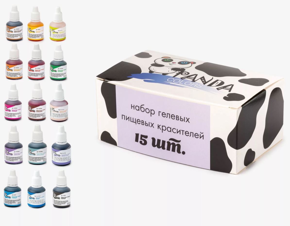 

Набор пищевых гелевых красителей Panda Colors, 15 цветов по 15 грамм