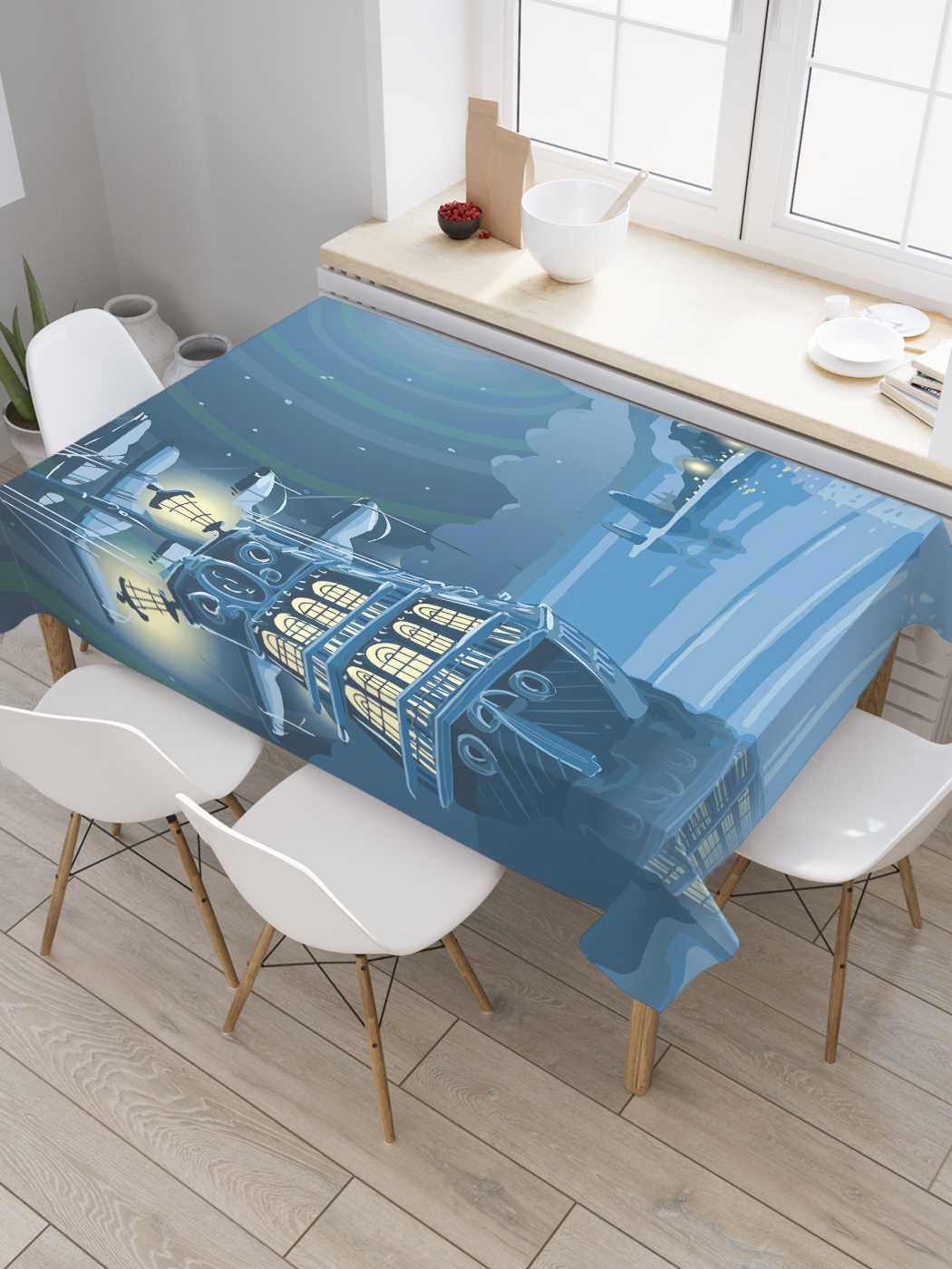 

Скатерть прямоугольная JoyArty "Ночной корабль" из сатена, 120x145 см, Синий, Ночной корабль