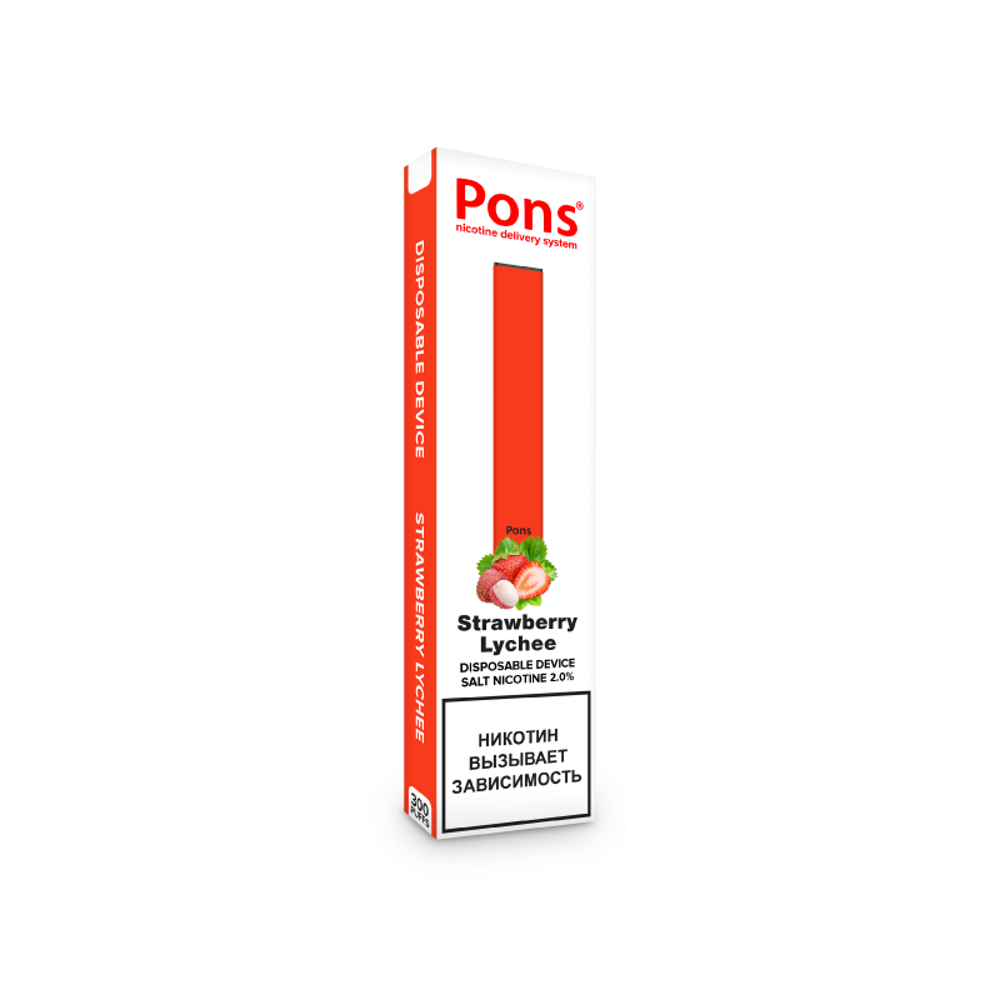 

Одноразовая электронная сигарета Pons Disposable Device Strawberry Lychee, 1,6%