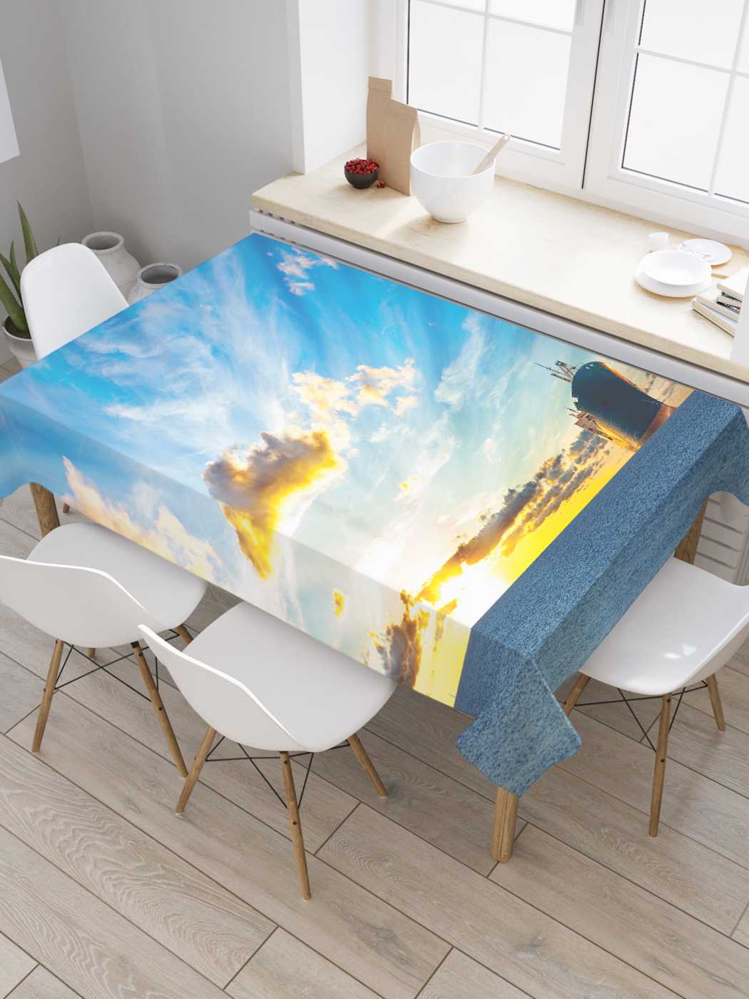 

Скатерть прямоугольная JoyArty "Дорога от солнца" из сатена, 120x145 см, Синий, Дорога от солнца