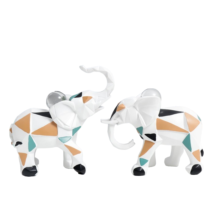 

Сувенир полистоун 3D Слоны с шаром. Цветная геометрия набор 2 шт 733493, Белый