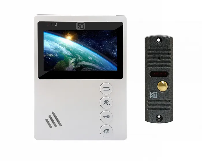 Комплект домофона Space Technology ST-M101/4 (М) (белый) и ST-P102 (серый) (ВЕРСИЯ 2)