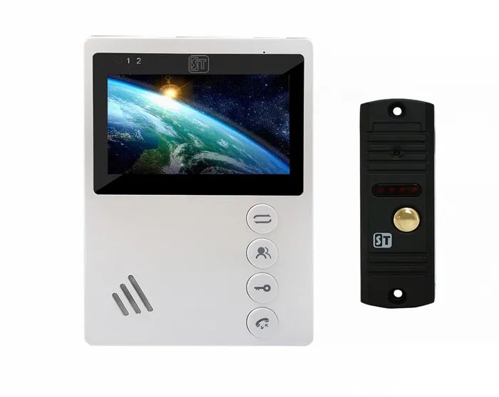Комплект видеодомофона Space Technology ST-M101/4 (М) (белый) и ST-P102 (черный)