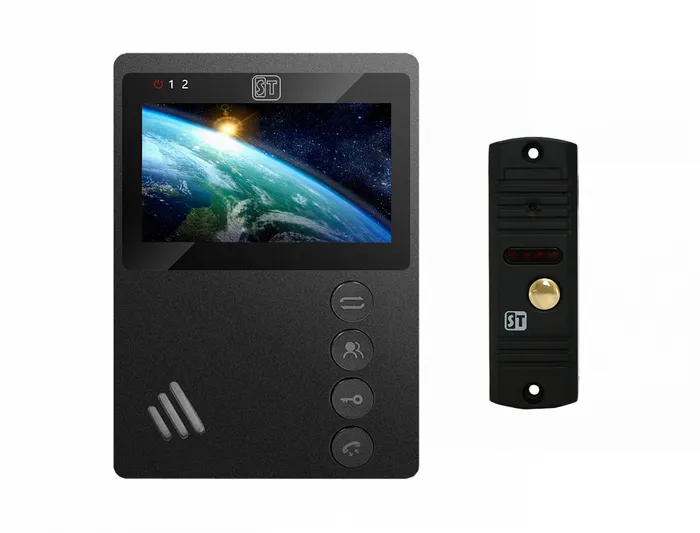 Комплект видеодомофона Space Technology ST-M101/4 (М) (черный) и ST-P102 (черный)