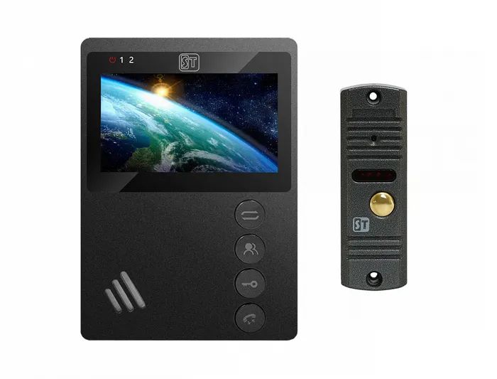 Комплект видеодомофона Space Technology ST-M101/4 (М) (черный) и ST-P102 (серый)