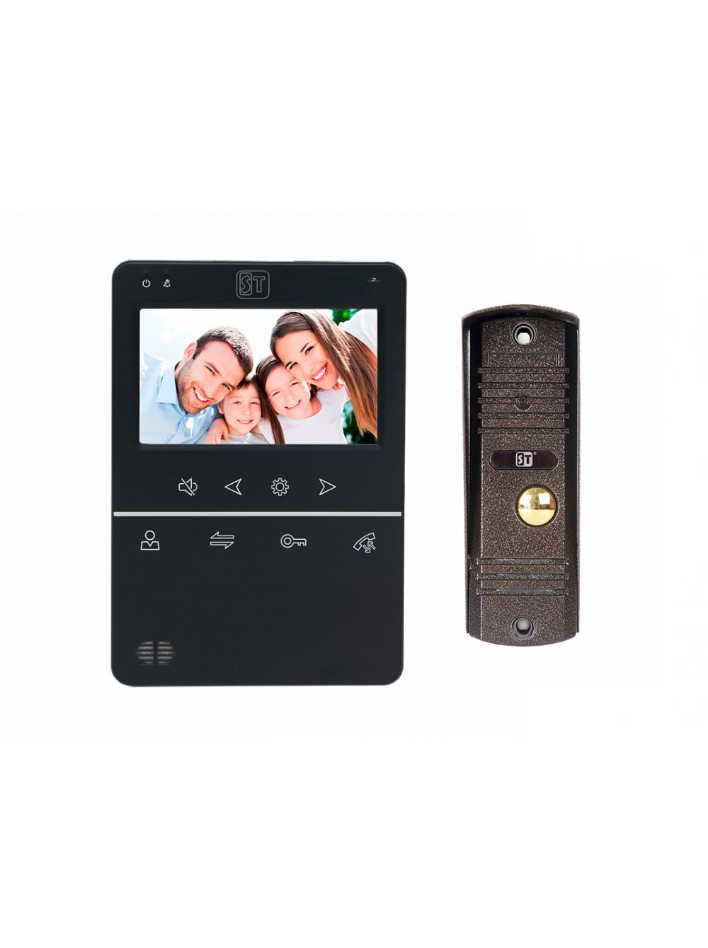 Комплект видеодомофона Space Technology ST-M100/4 (S) (черный) и ST-P102 (медь)