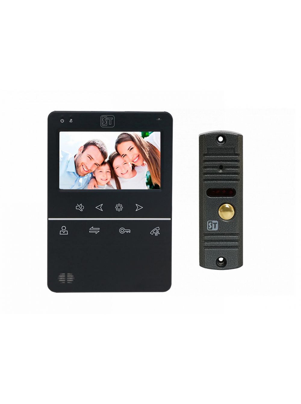 Комплект видеодомофона Space Technology ST-M100/4 (S) (черный) и ST-P102 (серый)
