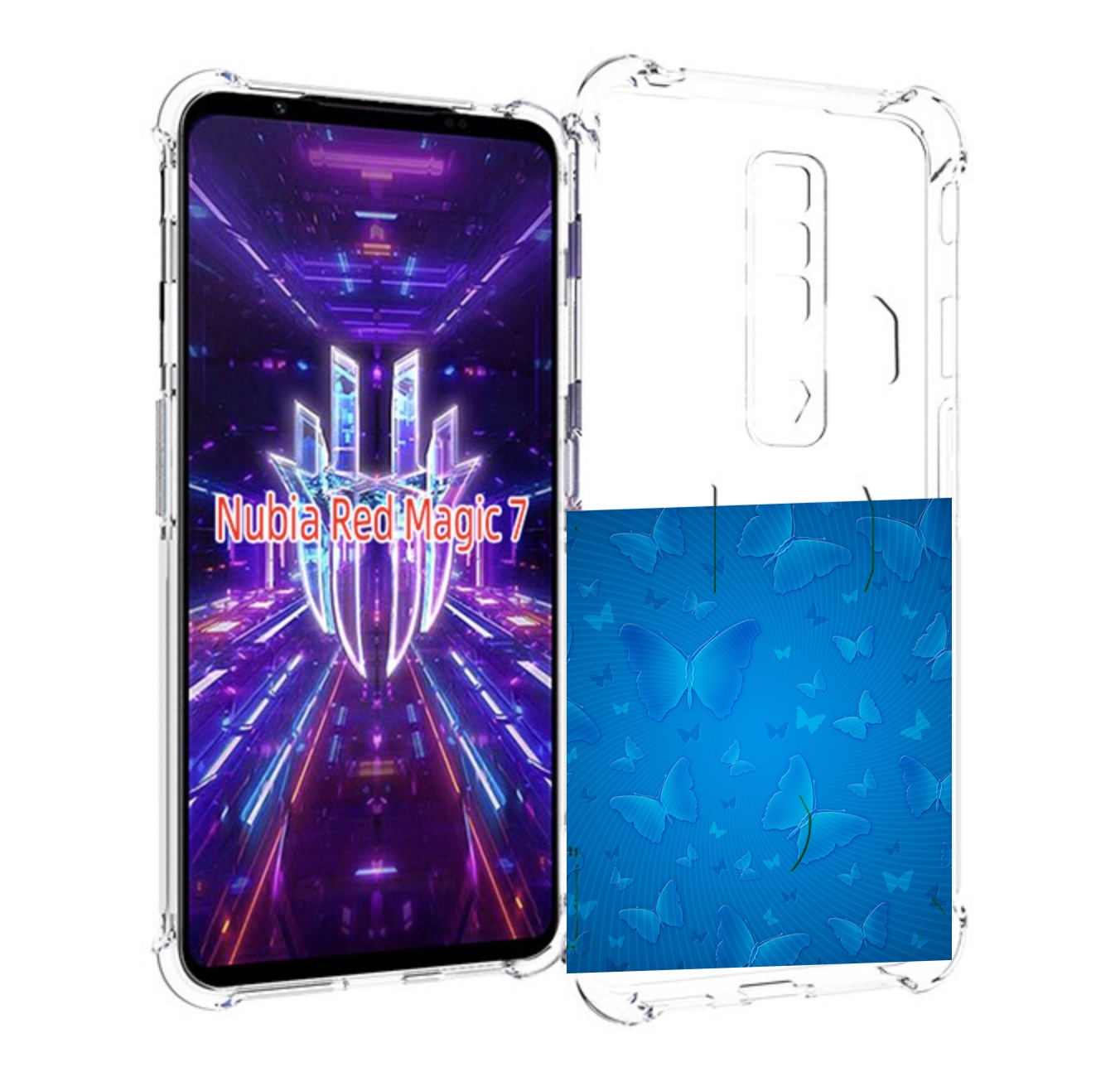 Чехол MyPads голубые-бабочки для ZTE Nubia Red Magic 7