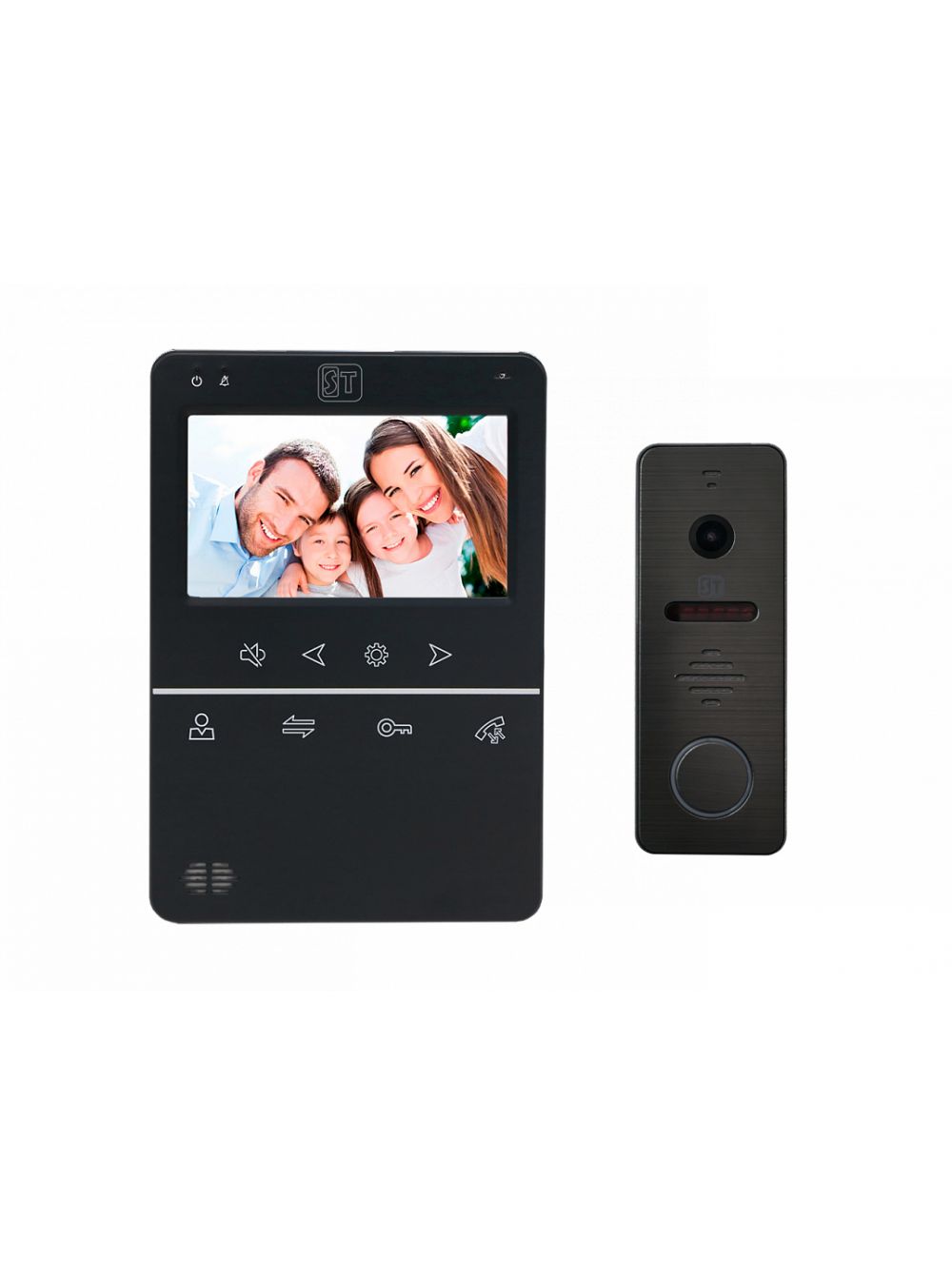 Комплект видеодомофона Space Technology ST-M100/4 (S) (черный) и ST-P201 (темно-серый)