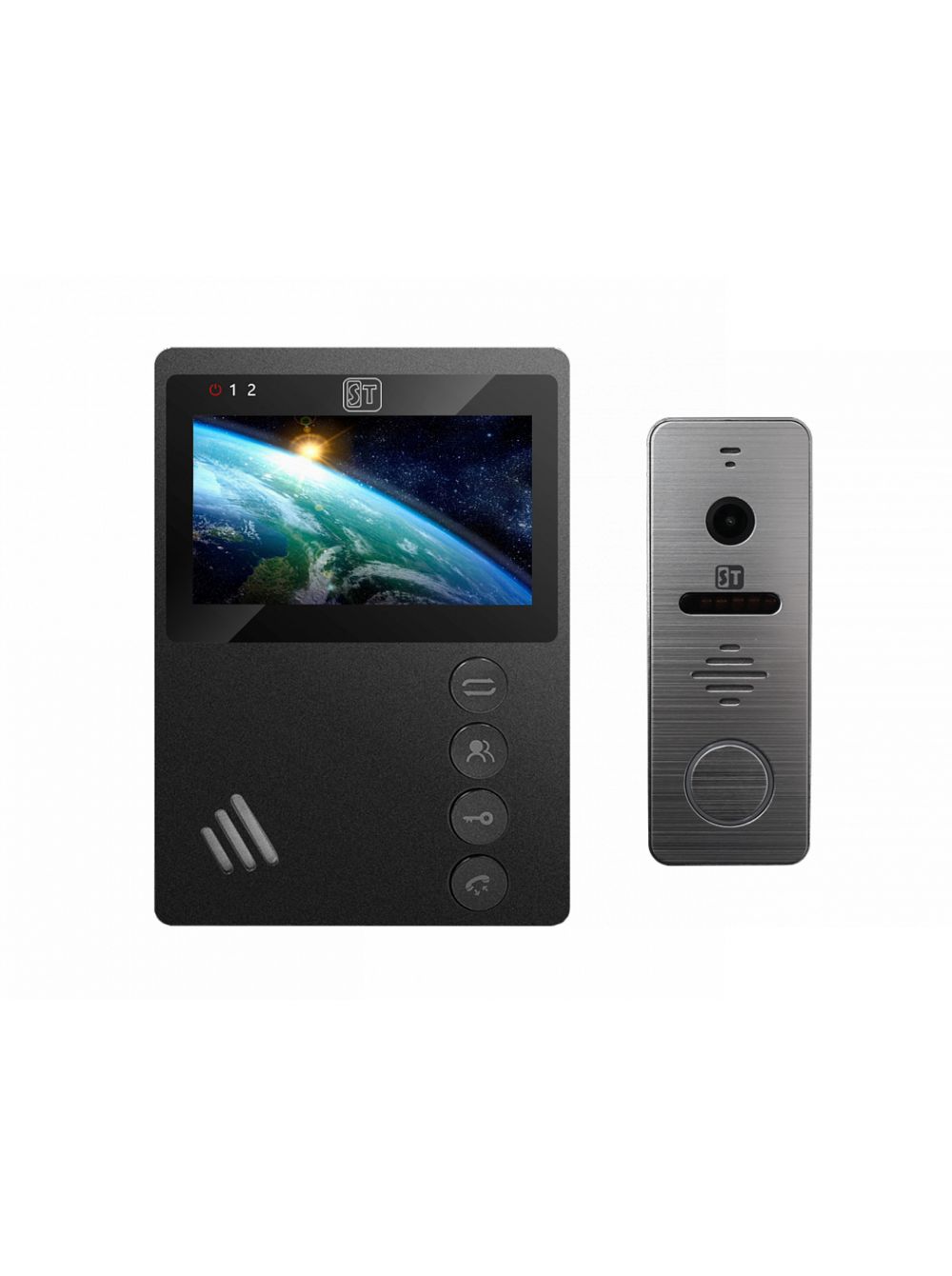 Комплект видеодомофона Space Technology ST-M101/4 (М) (черный) и ST-P201 (светло-серый)