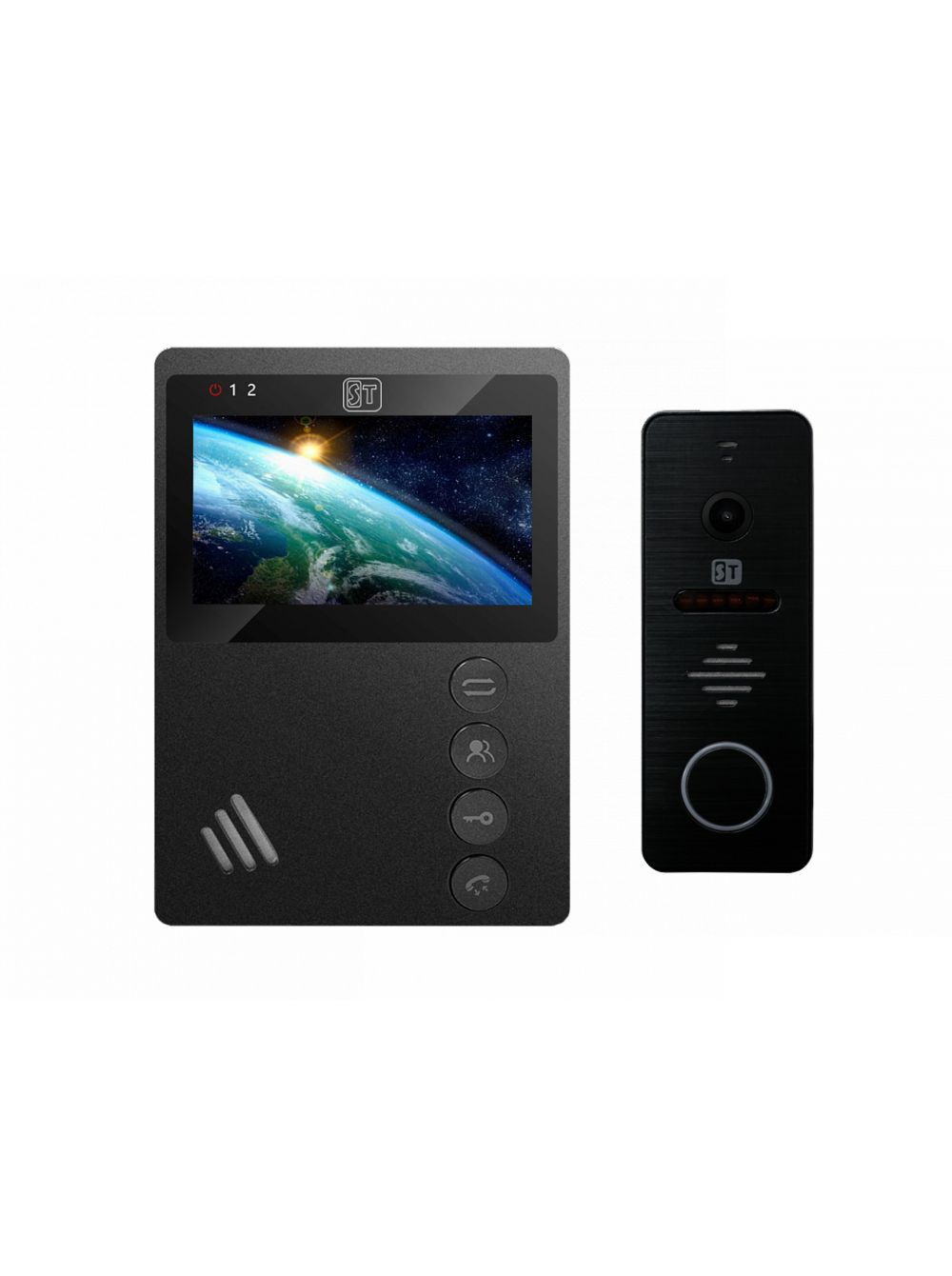 Комплект видеодомофона Space Technology ST-M101/4 (М) (черный) и ST-P201 (черный)
