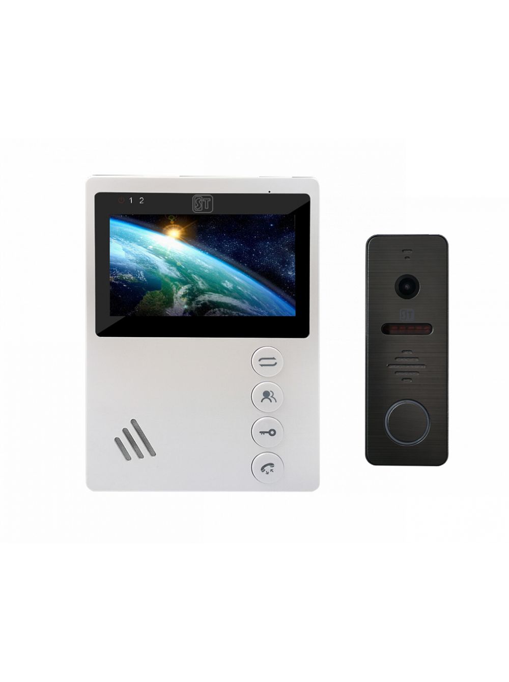 Комплект видеодомофона Space Technology ST-M101/4 (М) (белый) и ST-P201 (темно-серый)