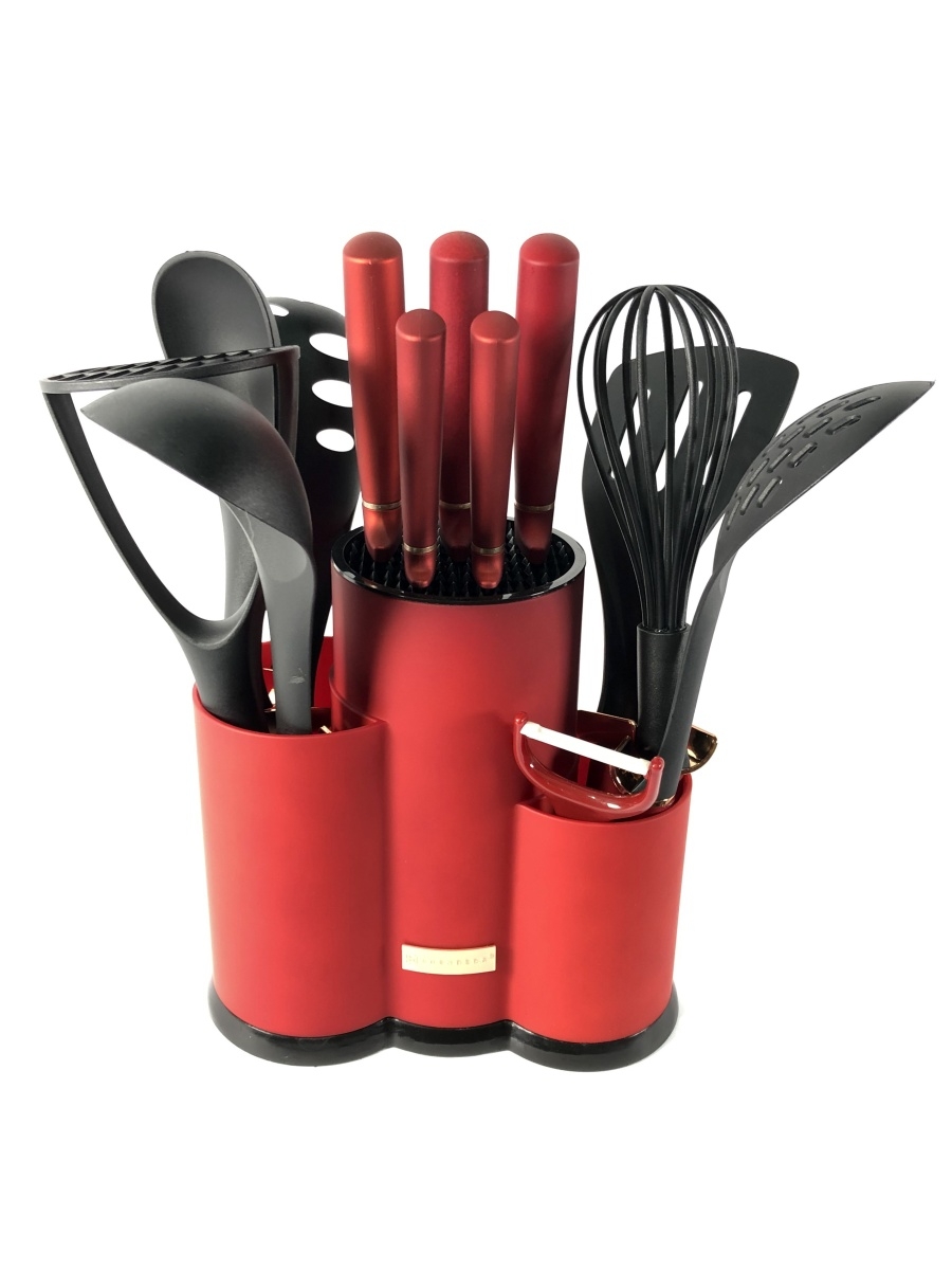 Набор ножей с принадлежностями 14 предметов Edenberg EB-11099 Красный