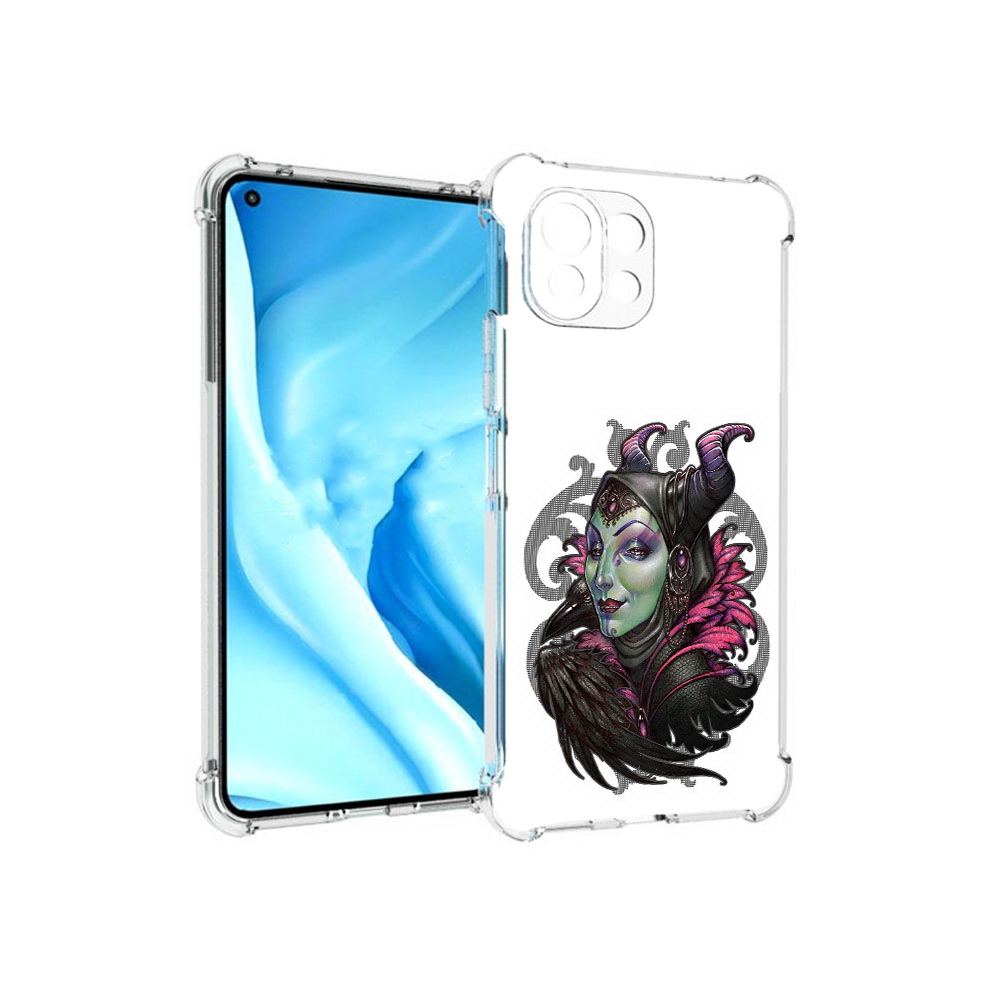 

Чехол MyPads Tocco для Xiaomi Mi 11 Lite зеленая девушка с вороном (PT159462.256.357), Прозрачный, Tocco