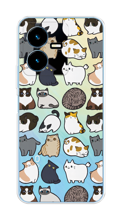 

Чехол на Vivo Y22 "Милые котики", Прозрачный;белый;серый, 267550-1