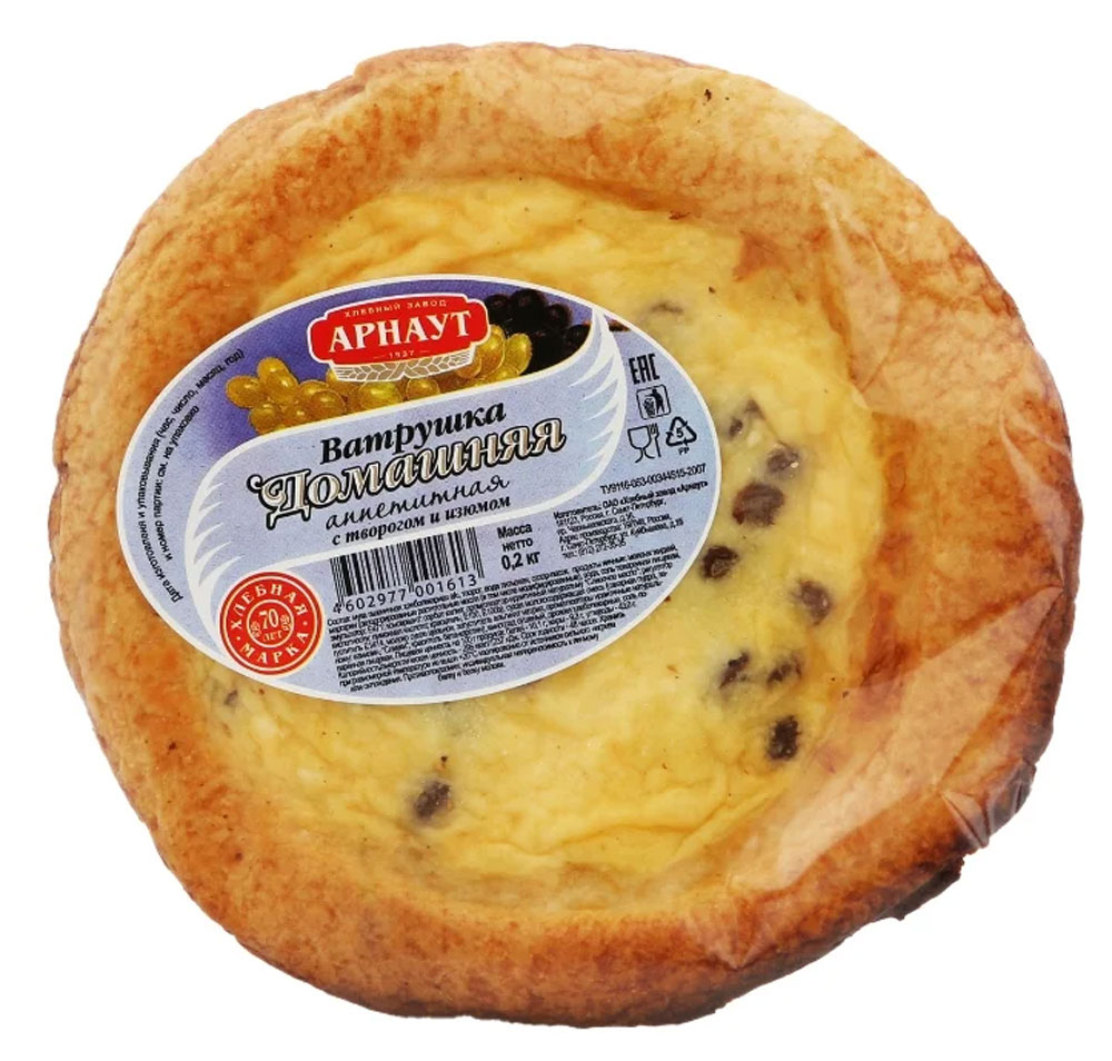 

Ватрушка Арнаут Домашняя с творогом и изюмом 200 г