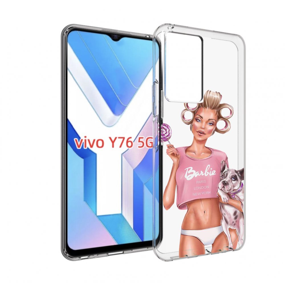 

Чехол MyPads Барби-с-собачкой женский для Vivo Y76 5G, Прозрачный, Tocco