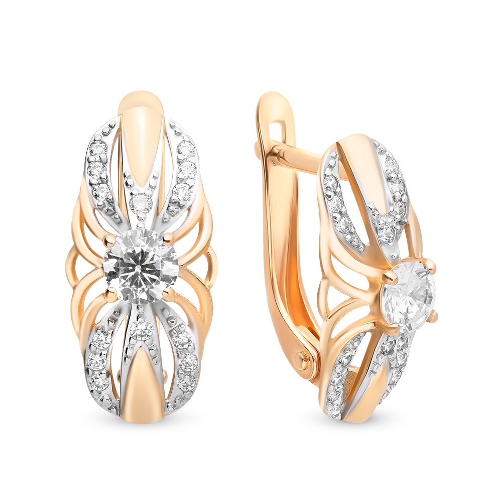 

Серьги из красного золота 585Gold 302005294, фианит, 302005294