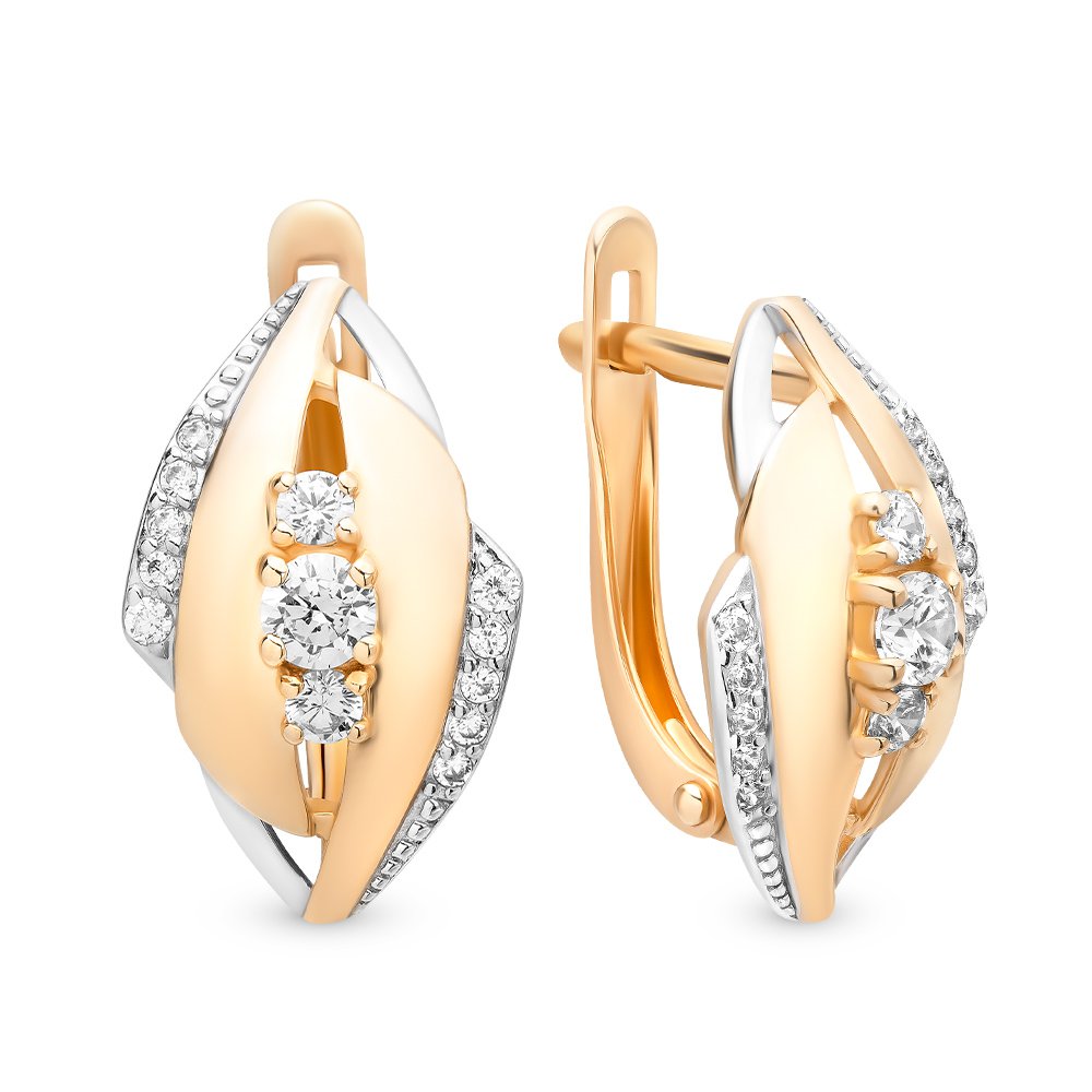 

Серьги из красного золота 585Gold 302005307, фианит, 302005307