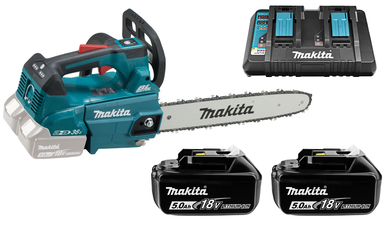 Набор Makita: аккумуляторная цепная пила LXT DUC356Z + 2 АКБ 5 АЧ BL1850B + ЗУ DC18RD