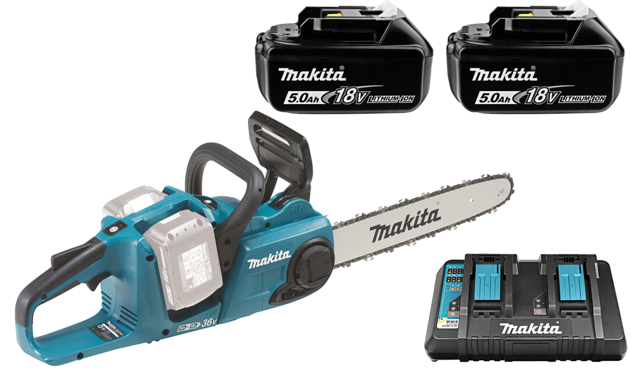 Набор Makita: акк. цепная пила DUC353Z + 2 АКБ 5 Ач BL1850B + зарядное устройство DC18RD