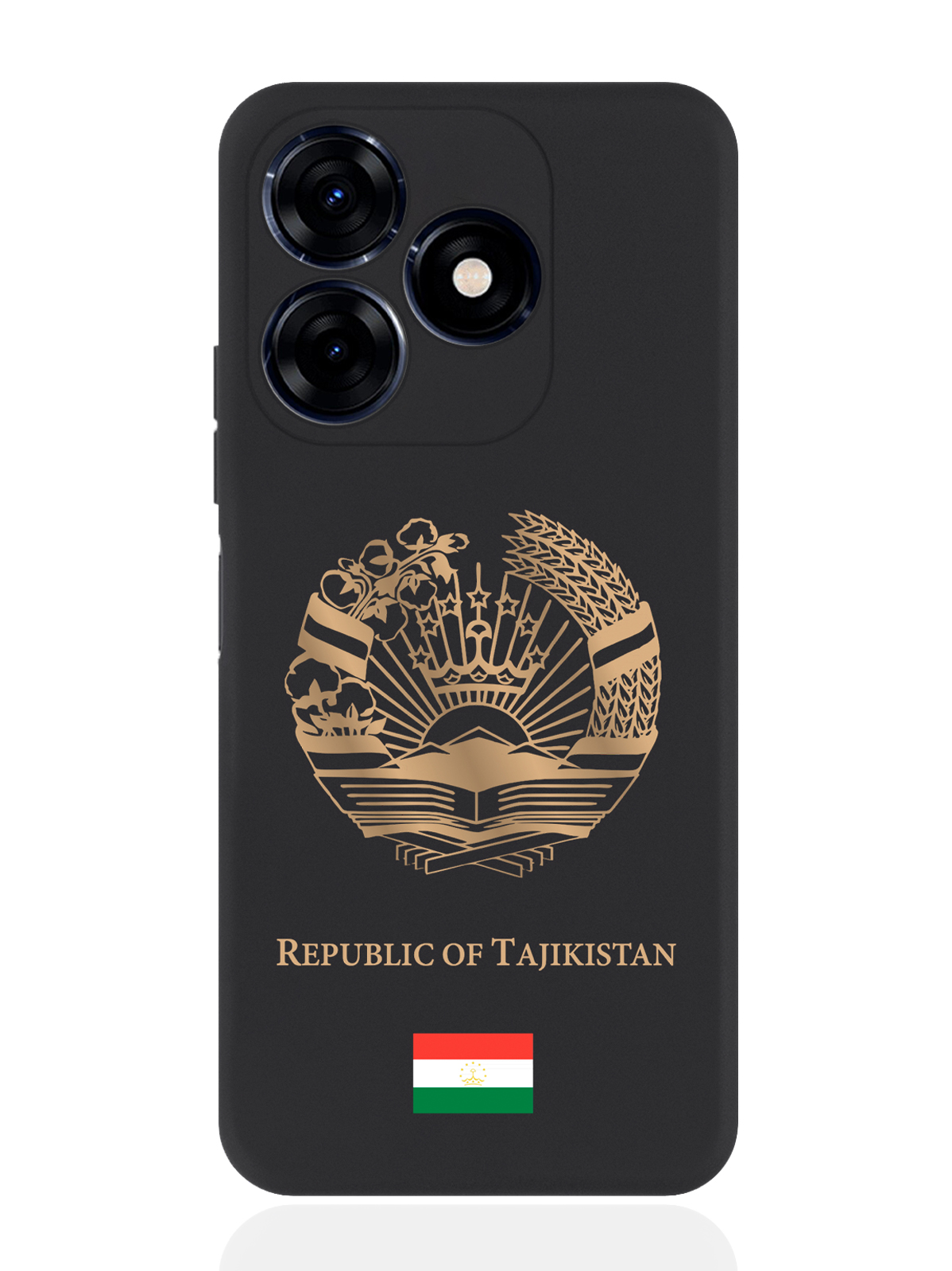 

Чехол SignumCase для Tecno Spark 20C Золотой Герб Таджикистана, Золотистый;черный