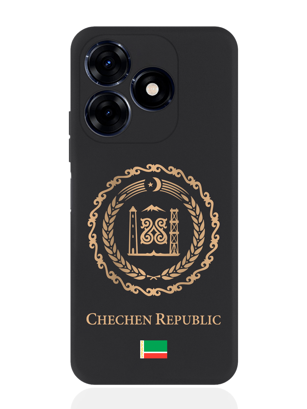 

Чехол SignumCase для Tecno Spark 20C Золотой Герб Чечни, Золотистый;черный