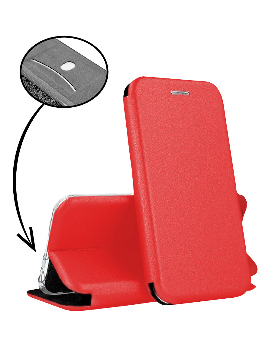 фото Чехол для samsung a03 core красный, с карманом для карт mobileocean