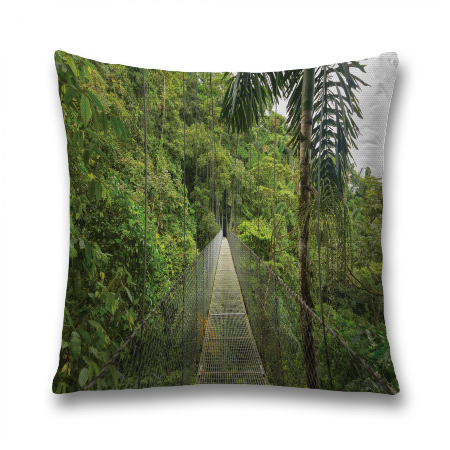 

Наволочка декоративная JoyArty "Подвесной мост в тропиках" на молнии, 45x45 см, Зеленый, Подвесной мост в тропиках