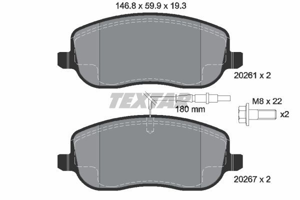 

Тормозные колодки Textar дисковые 2026101