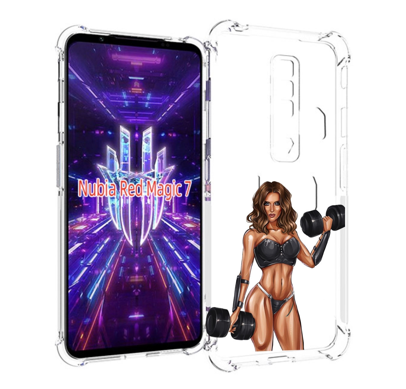 

Чехол MyPads девушка с гантелями спорт женский для ZTE Nubia Red Magic 7, Прозрачный, Tocco