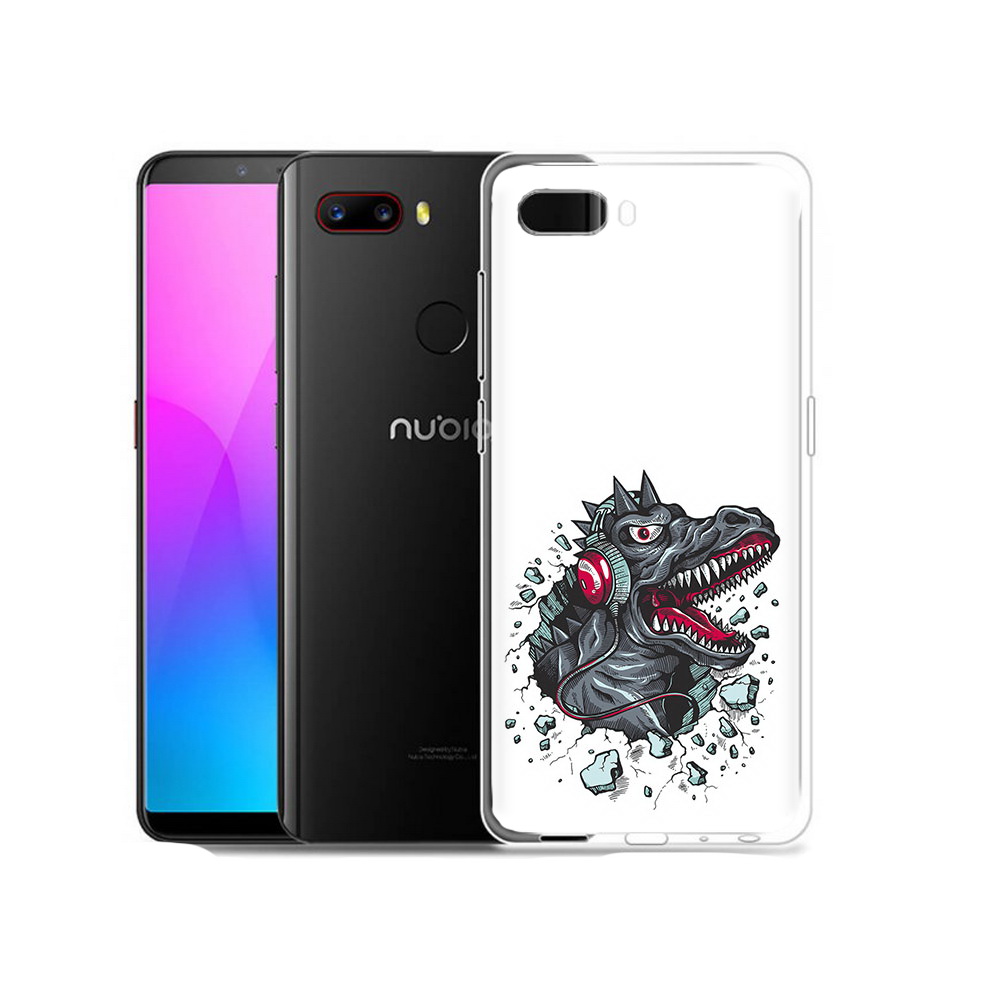 

Чехол MyPads Tocco для ZTE Nubia Z18 Нарисованный динозавр в наушниках (PT115657.463.124), Прозрачный, Tocco