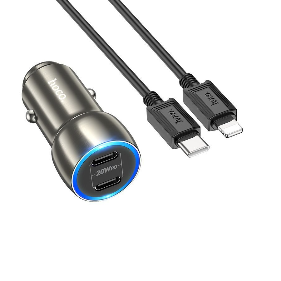 

Автомобильная зарядка Hoco USB-C Z48 (40W/QC3.0/PD/2 порта/кабель USB-C-Lightning), Z48