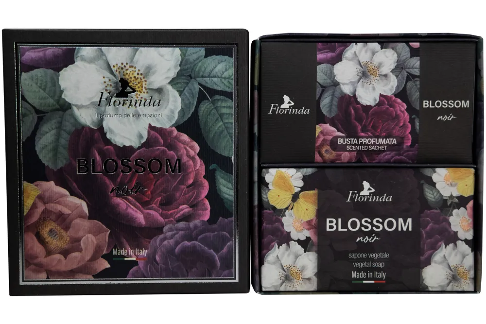 Набор Florinda Blossom noir Черные цветы мыло 200 г + саше ароматическое 3 шт