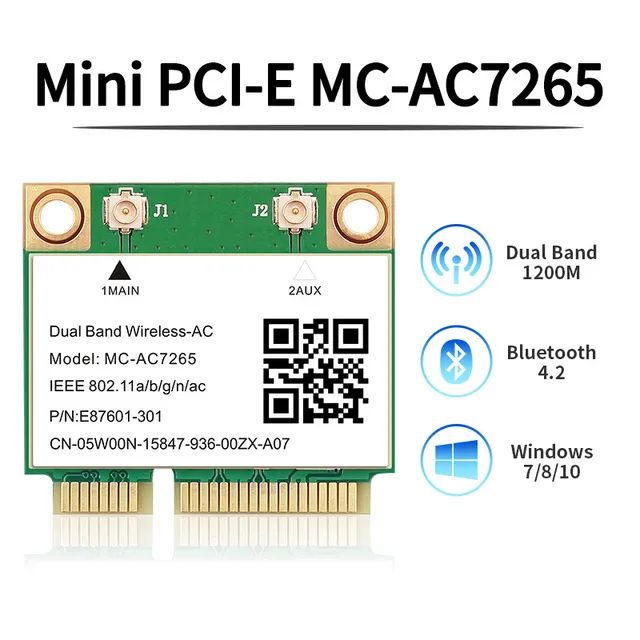 

Приемник Wi-Fi NoBrand для ноутбука Mini PCI-e, Зеленый;белый
