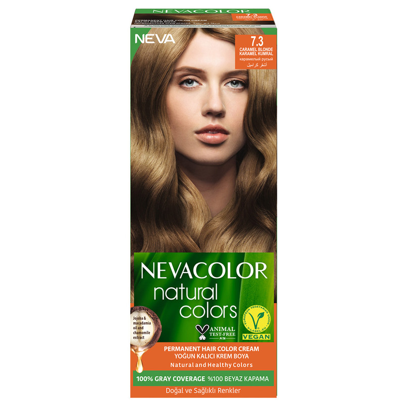 Крем-краска для волос Neva Natural Colors 7.3 Карамельный русый стойкая крем краска для волос neva premium 6 35 карамельный шоколад 2шт