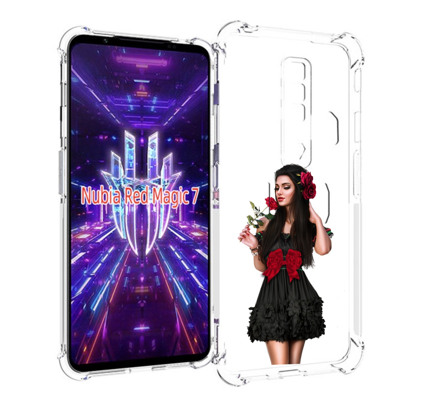 

Чехол MyPads девушка-в-черном-платье-с-розой женский для ZTE Nubia Red Magic 7, Прозрачный, Tocco
