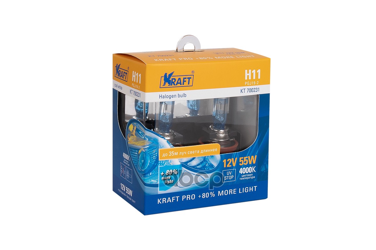 

Автолампа KRAFT PRO + 80% more light (2 шт. Блистер)
