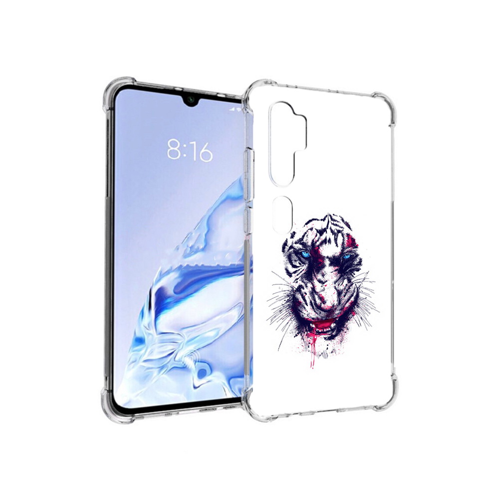 

Чехол MyPads Tocco для Xiaomi Mi Note 10 Pro безумный тигр (PT140314.290.228), Прозрачный, Tocco