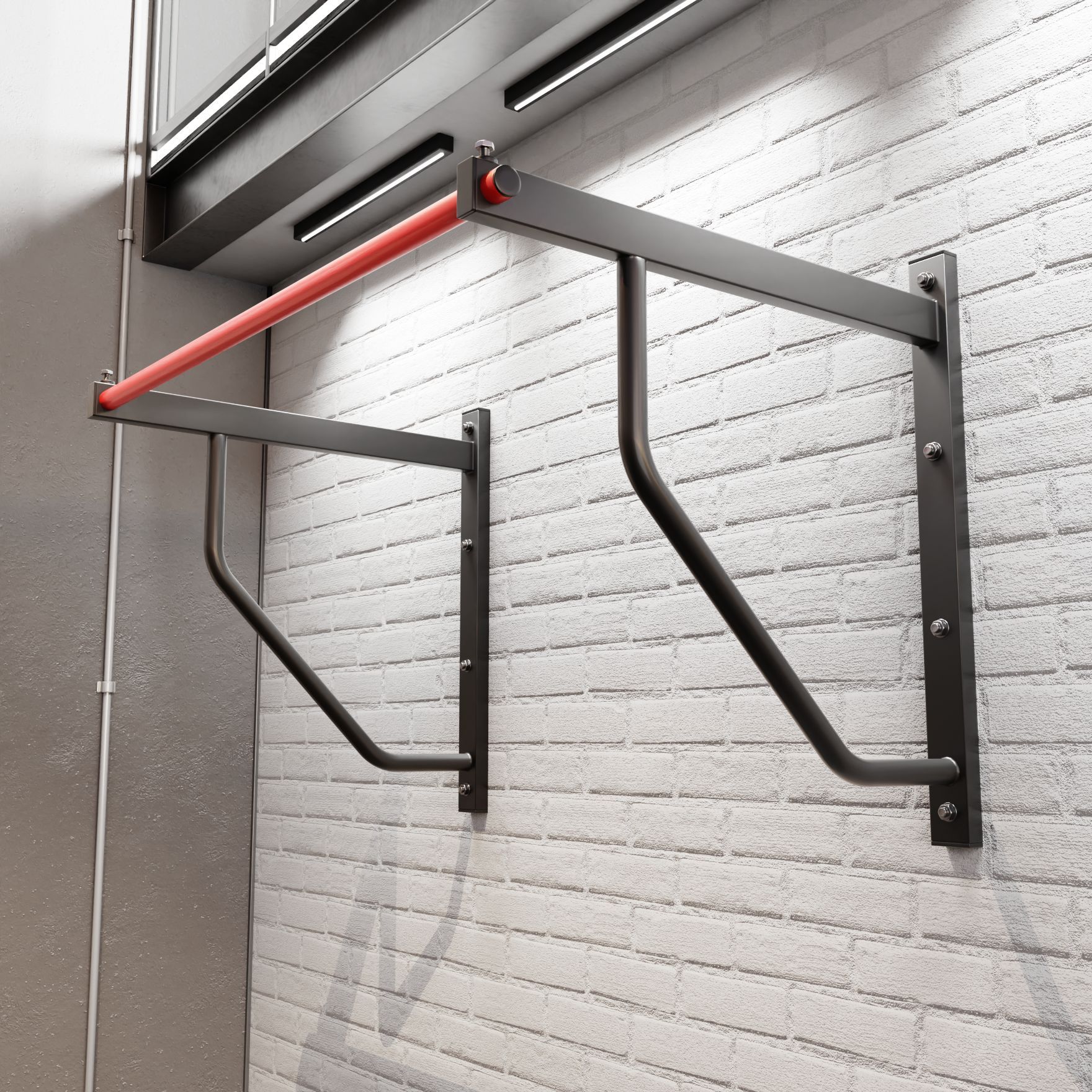 Турник МойТурник настенный прямой Воркаут 80 см черно-красный