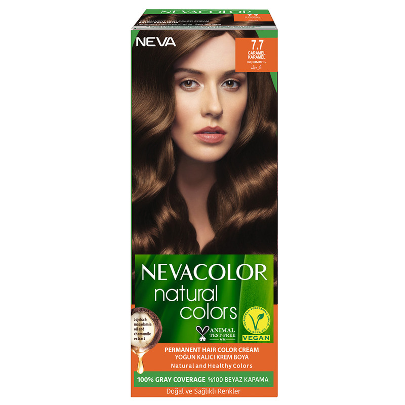 Крем-краска для волос Neva Natural Colors Стойкая 7.7 Карамель крем краска для волос neva naturalis vegan стойкая 7 3 карамельный коричневый